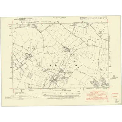 1950 Map of Huntingdonshire XX.NW, 1952 Print