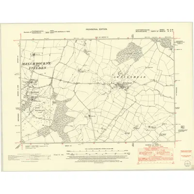 1950 Map of Huntingdonshire XX.SW, 1952 Print