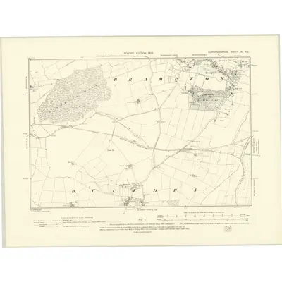 1900 Map of Huntingdonshire XXI.NE, 1902 Print