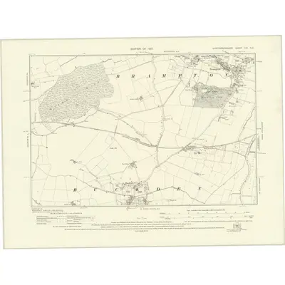 1924 Map of Huntingdonshire XXI.NE, 1927 Print
