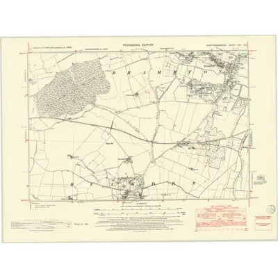 1950 Map of Huntingdonshire XXI.NE, 1952 Print