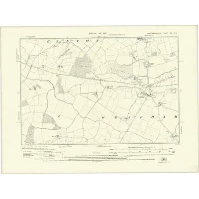 1924 Map of Huntingdonshire XXI.NW, 1927 Print