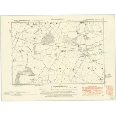 1950 Map of Huntingdonshire XXI.NW, 1952 Print