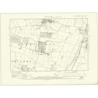 1924 Map of Huntingdonshire XXI.SE, 1927 Print
