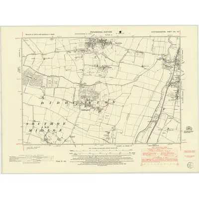 1950 Map of Huntingdonshire XXI.SE, 1952 Print