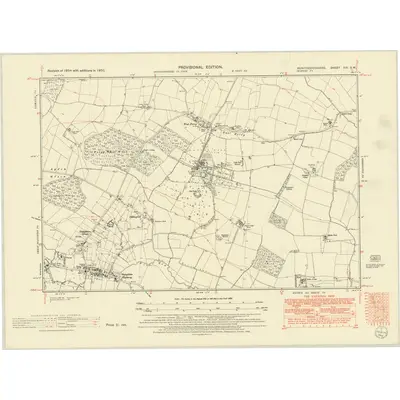 1950 Map of Huntingdonshire XXI.SW, 1952 Print