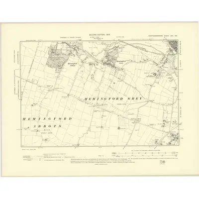 1900 Map of Huntingdonshire XXII.NE, 1902 Print