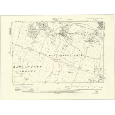 1924 Map of Huntingdonshire XXII.NE, 1927 Print