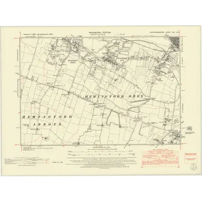 1950 Map of Huntingdonshire XXII.NE, 1952 Print