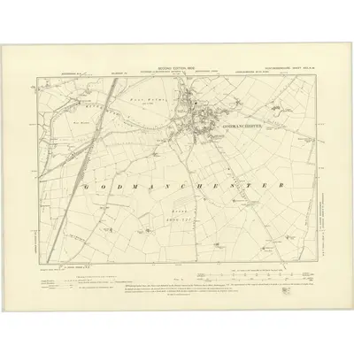 1900 Map of Huntingdonshire XXII.NW, 1902 Print
