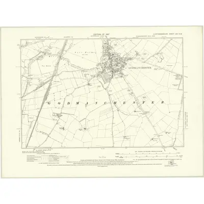 1924 Map of Huntingdonshire XXII.NW, 1927 Print