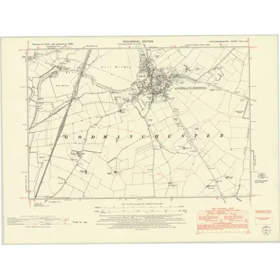 1950 Map of Huntingdonshire XXII.NW, 1952 Print