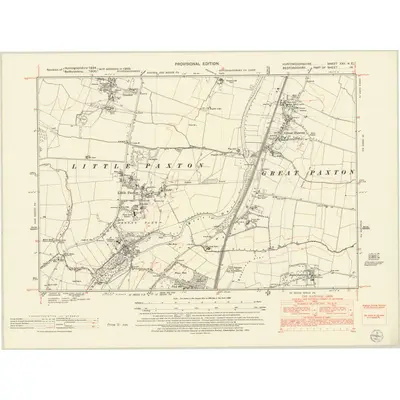 1950 Map of Huntingdonshire XXV.NE, 1953 Print