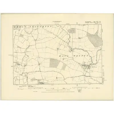 1886 Map of Huntingdonshire XXV.NW, 1887 Print