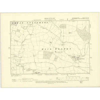 1900 Map of Huntingdonshire XXV.NW, 1902 Print