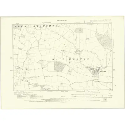 1924 Map of Huntingdonshire XXV.NW, 1927 Print