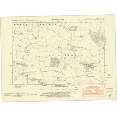 1950 Map of Huntingdonshire XXV.NW, 1952 Print
