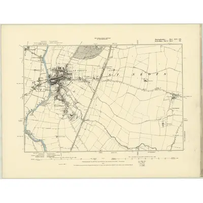 1882 Map of Huntingdonshire XXV.SE, 1887 Print