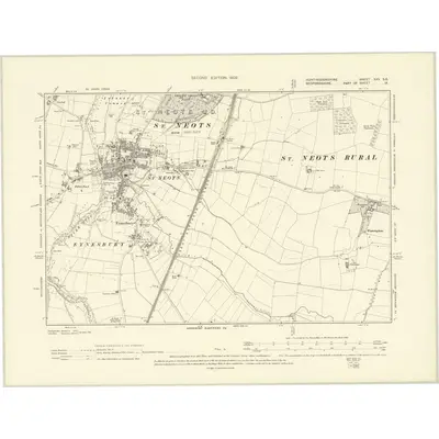 1900 Map of Huntingdonshire XXV.SE, 1902 Print