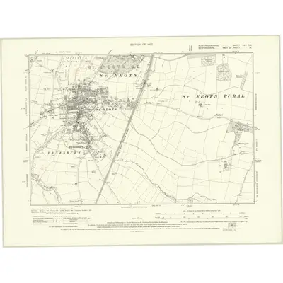 1924 Map of Huntingdonshire XXV.SE, 1927 Print