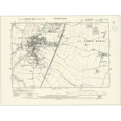 1938 Map of Huntingdonshire XXV.SE, 1944 Print