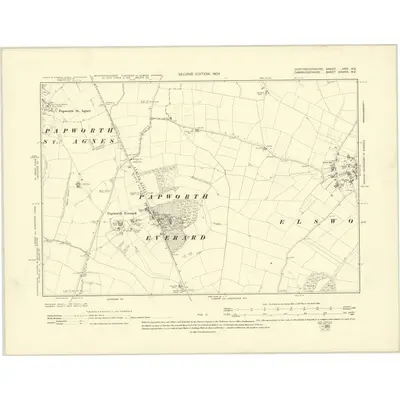 1900 Map of Huntingdonshire XXVI.NE, 1903 Print