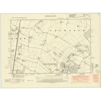 1947 Map of Huntingdonshire XXVII.SE, 1950 Print