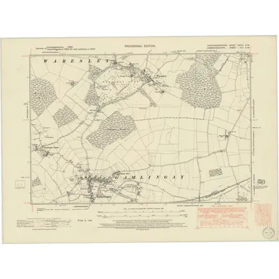 1947 Map of Huntingdonshire XXVIII.SW, 1950 Print