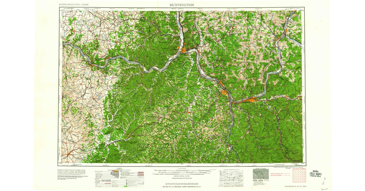 1960s Maps of Poplar Flat KY - Huntington Wayne County Wv Usgs Topo 1960 Og 1200x630 