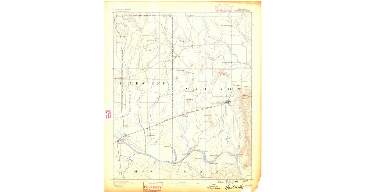 Old Maps of New Sharon AL for - Huntsville Madison County Al Usgs Topo 1888 Og 1200x630 