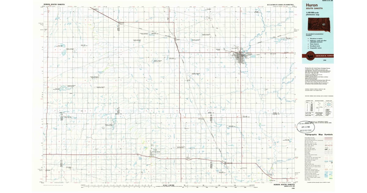 1980s Maps of Riverside Hutterite - Huron Beadle County Sd Usgs Topo 1985 P1986 Og 1200x630 