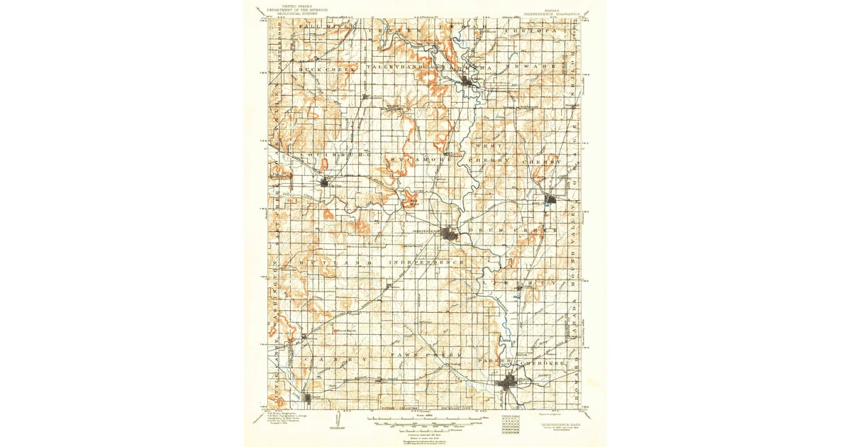1905 Map of Independence, KS — High-Res, 1949 Print | Pastmaps
