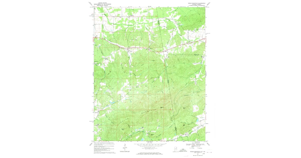 Indian Ridge Alabama 1967 Map of Indian Mountain, Cherokee County, AL — High-Res | Pastmaps