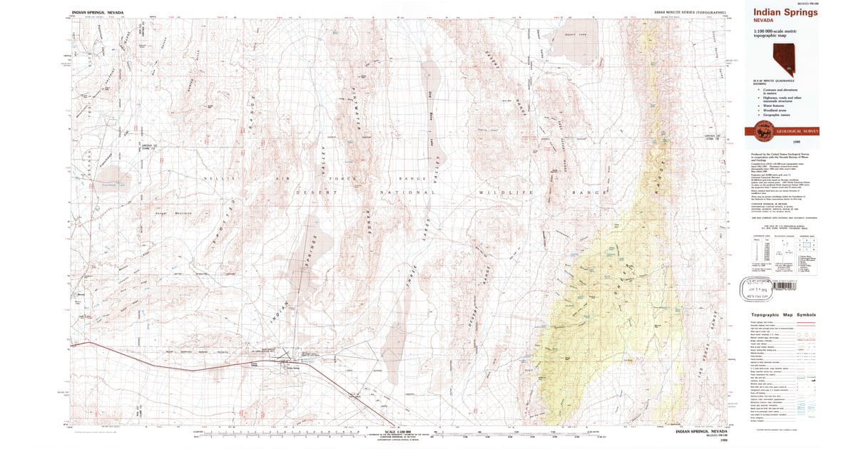 1988 Map of Indian Springs, NV — High-Res | Pastmaps