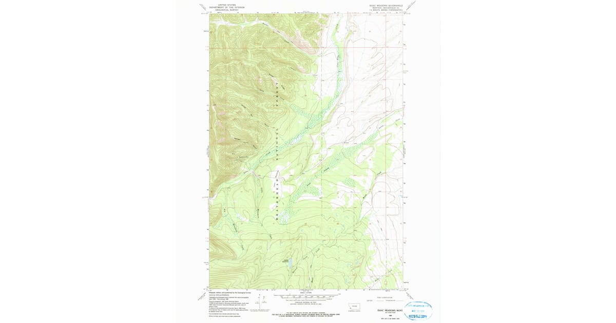 Beaverhead Spring 1966 Map of Isaac Meadows, Beaverhead County, MT — High-Res, 1990 Print ...