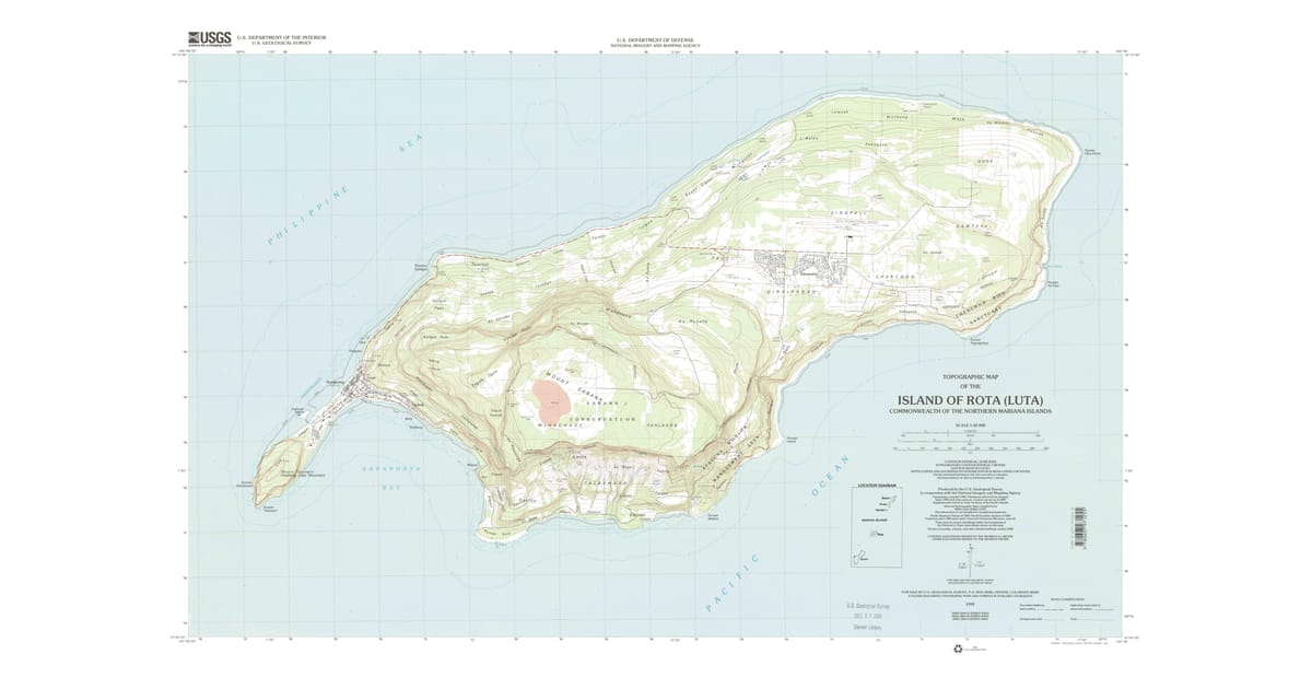 1999 Map of Island Of Rota (Luta), Sabana, Rota Municipality — High-Res ...
