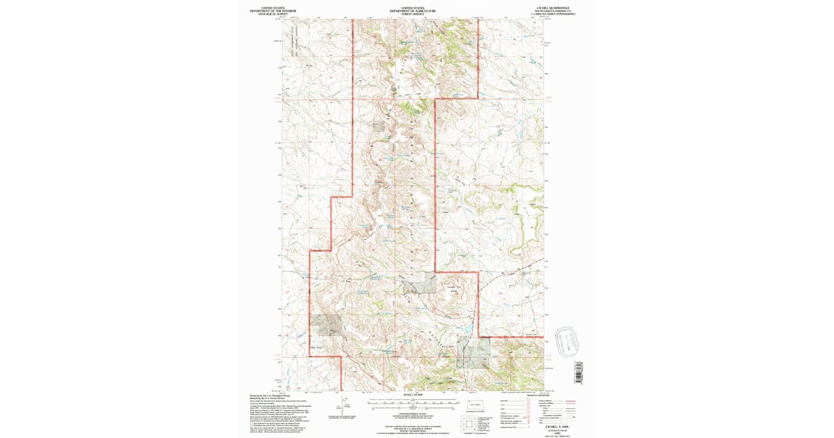 1993 Map of J B Hill, Harding County, SD — High-Res | Pastmaps