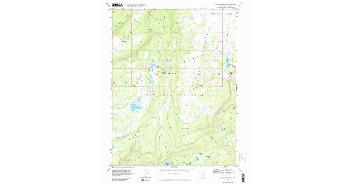 1969 Map of Jacobs Reservoir, Garfield County, UT — High-Res | Pastmaps