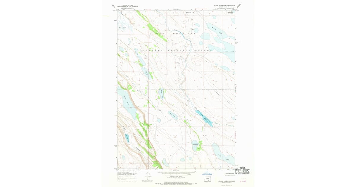 1967 Map of Jacobs Reservoir, Lake County, OR — High-Res | Pastmaps