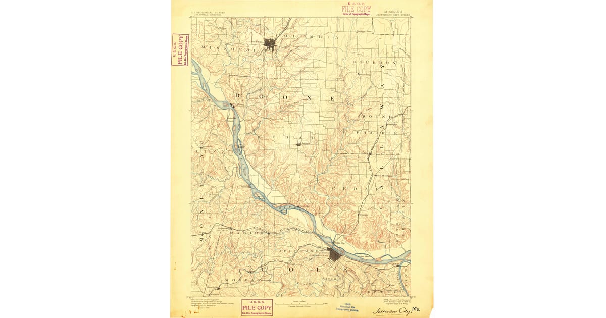 1800s 19th Century Maps of Wardsville - Jefferson City Boone County Mo Usgs Topo 1886 Og 1200x630 