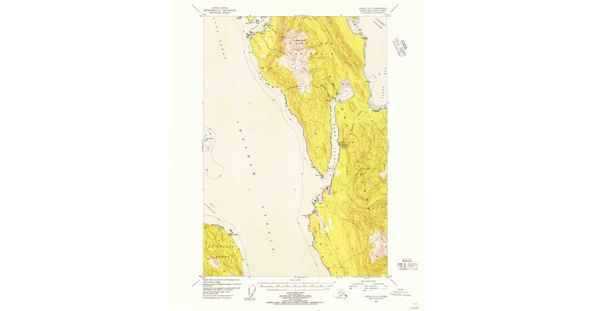 Hawk Inlet 1948 Map of Juneau A-3, Hawk Inlet, AK — High-Res | Pastmaps