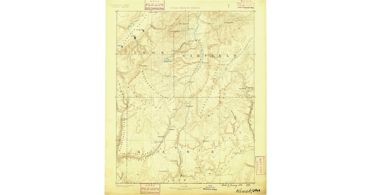 Old Maps of Hatch UT for Metal - Kanab Kane County Ut Usgs Topo 1886 Og 1200x630