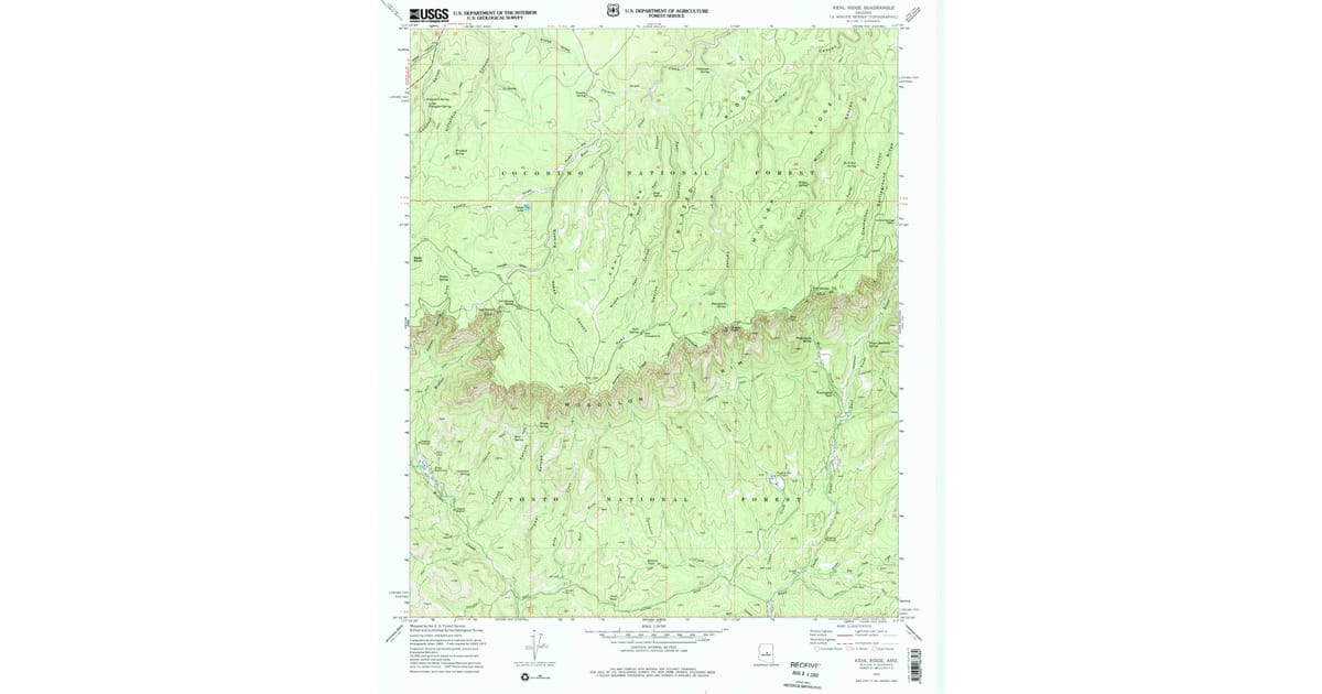 1972 Map of Kehl Ridge, Gila County, AZ — High-Res, 1979 Print | Pastmaps