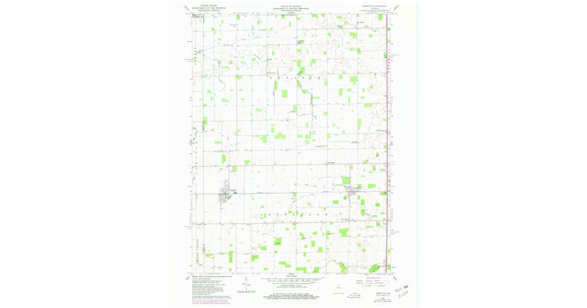 1960 Map of Kempton, IN — High-Res, 1980 Print | Pastmaps