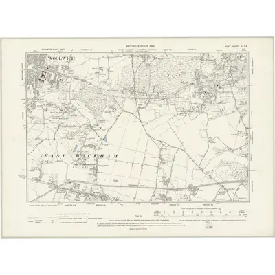 1893 Map of Kent II.SE, 1898 Print