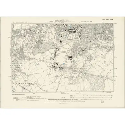 1893 Map of Kent II.SW, 1898 Print