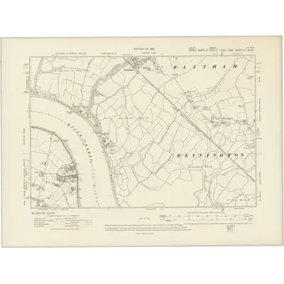 1907 Map of Kent III.NW, 1910 Print