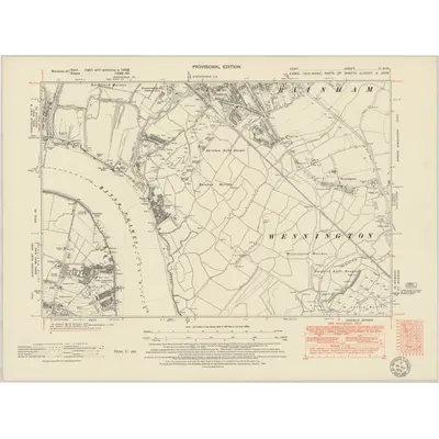 1938 Map of Kent III.NW, 1951 Print