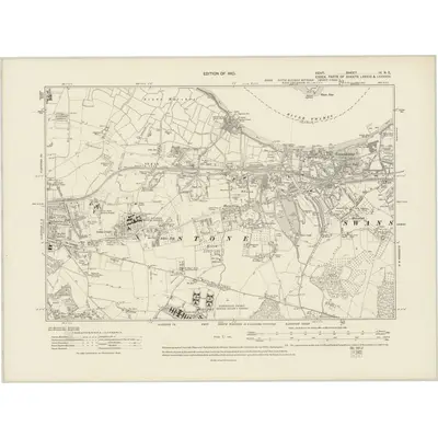 1907 Map of Kent IX.NE, 1910 Print