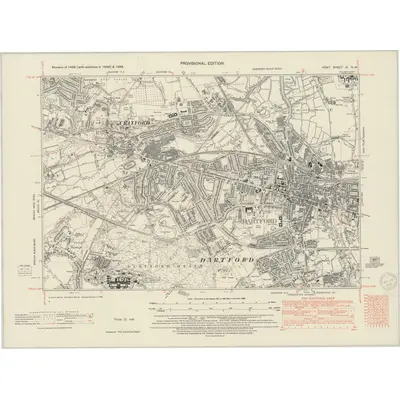 1938 Map of Kent IX.NW, 1950 Print